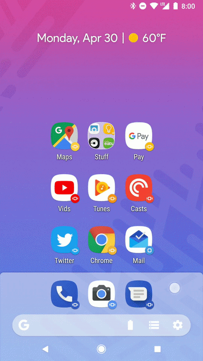 Action launcher icone e drawer